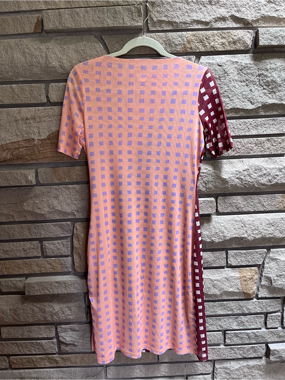 Find Me Now Dress Size Abilene Two Tone Checked Printed Mesh Midi Dress Medium - Picture 5 of 7